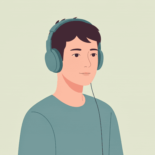 Person listening intently with headphones